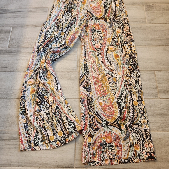 1.State Jumpsuit 2 Paisley Black Red Halter Wide Leg Back Tie Boho Comfy New$100 - Picture 10 of 16